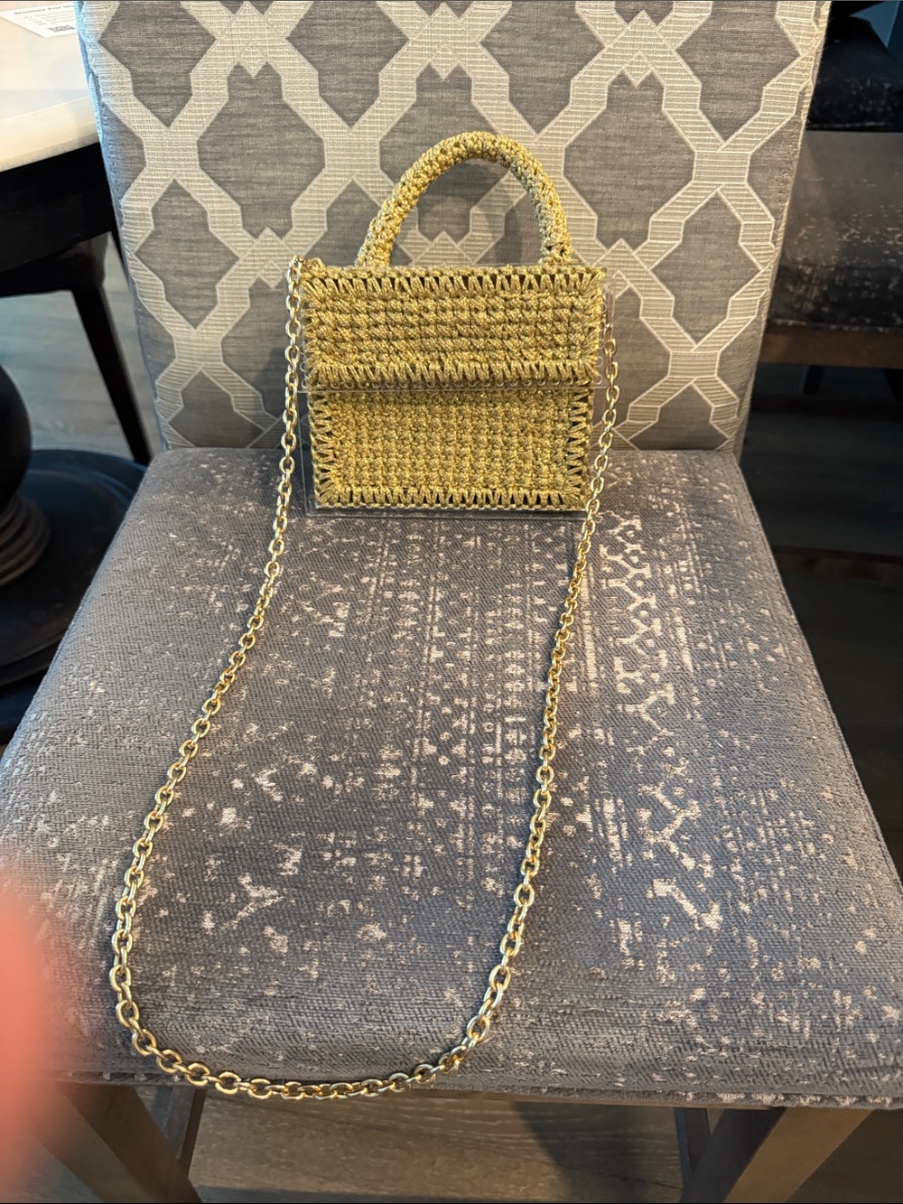 Gold Crochet Clear Acrylic Mini Handbag Crossbody